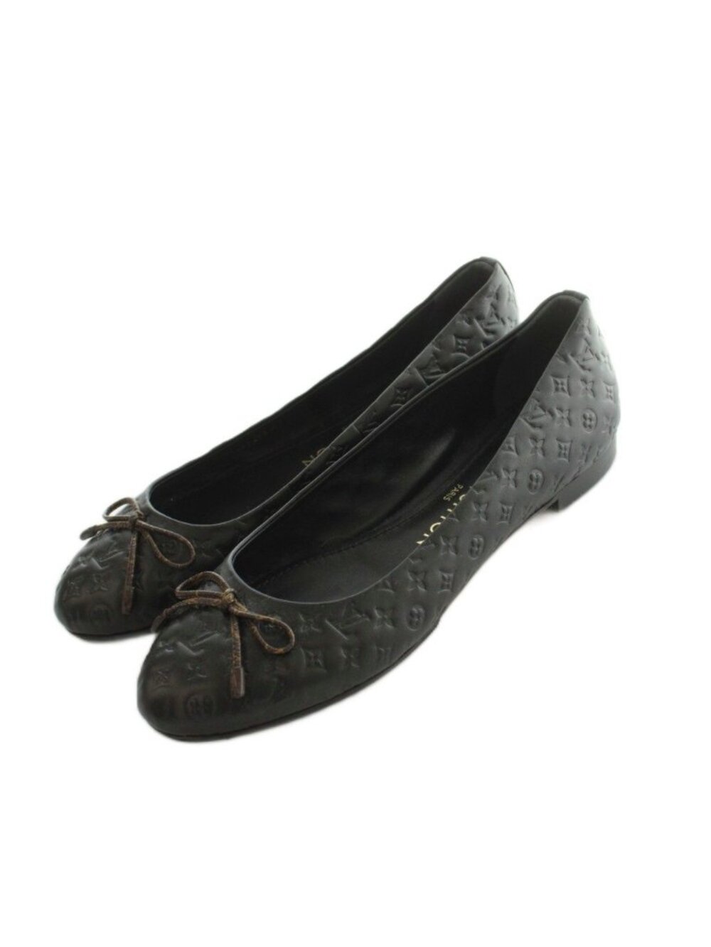 Louis Vuitton Nina Line Ballerina Embossed Monogram Flat Shoes Ribbon Leather